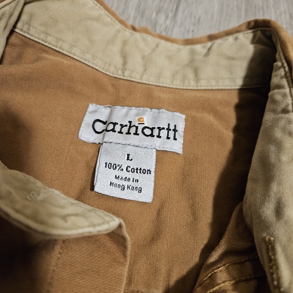Carhartt Tan Short Sleeve Button Down Shirt Men's Size Large - Picture 3 of 9